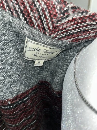 Lucky Brand Cardigan Sweater Open Front XL Burgundy Gray - photo 5
