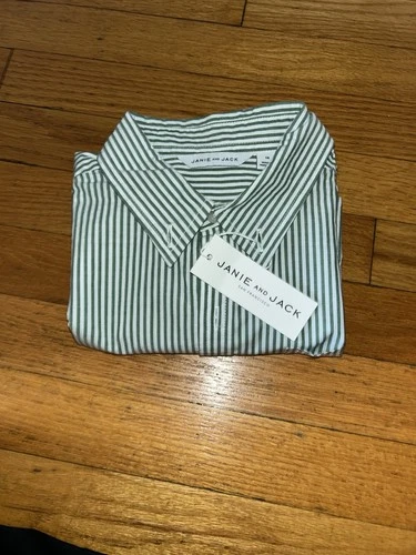 Janie and Jack Green Striped Kids Casual Bottoms Size 14 100% Co - photo 4