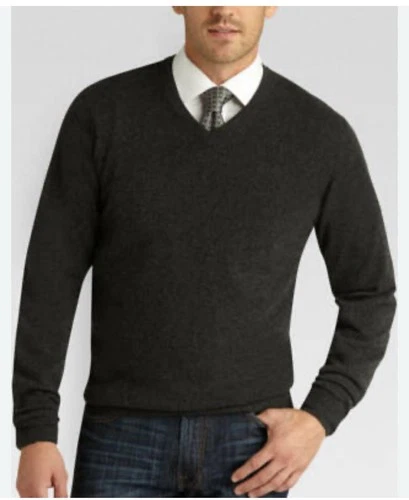 Jos.A. Bank Men XL Charcoal Gray V-Neck Pull Over Cashmere Sweat