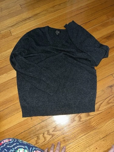 Jos.A. Bank Men XL Charcoal Gray V-Neck Pull Over Cashmere Sweat - photo 4