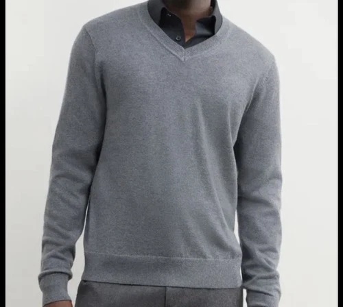 NWT Nordstrom Merino Wool V-neck Dark Gray Sweater