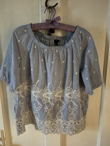 TALBOTS Embroidered Boho Peasant Top Blouse