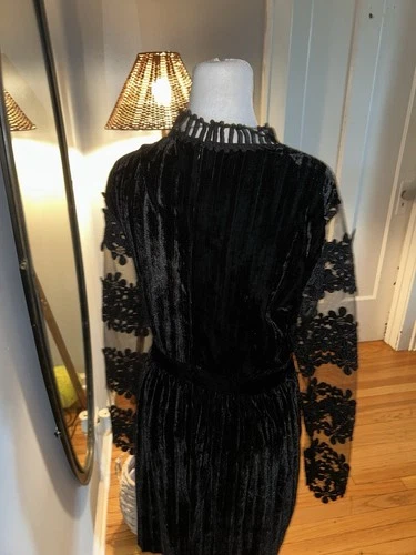 Endless Rose Velvet Mesh Lace Inset Dress Black Size L - photo 4