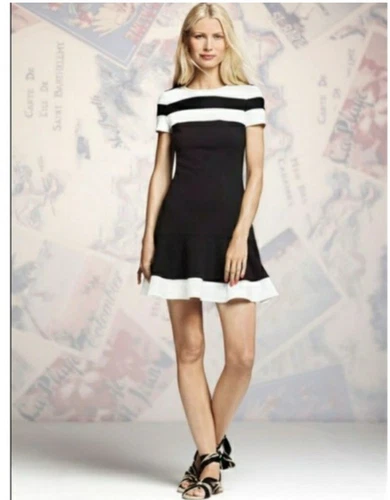 PETER SOM Dress Black White Retro Mod Mermaid Size 10
