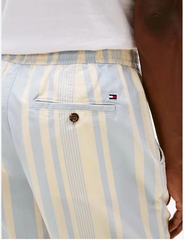 Tommy Hilfiger Beige and Light Blue Striped Shorts Size 32