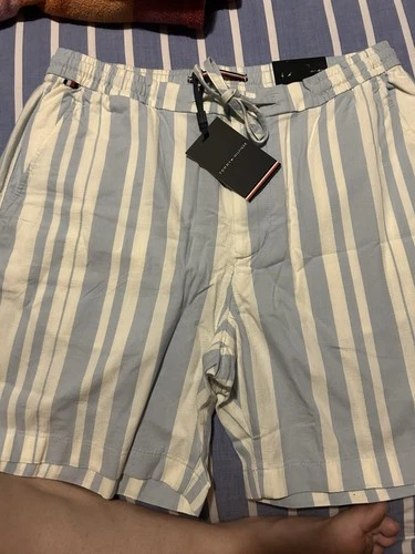 Tommy Hilfiger Beige and Light Blue Striped Shorts Size 32 - photo 2