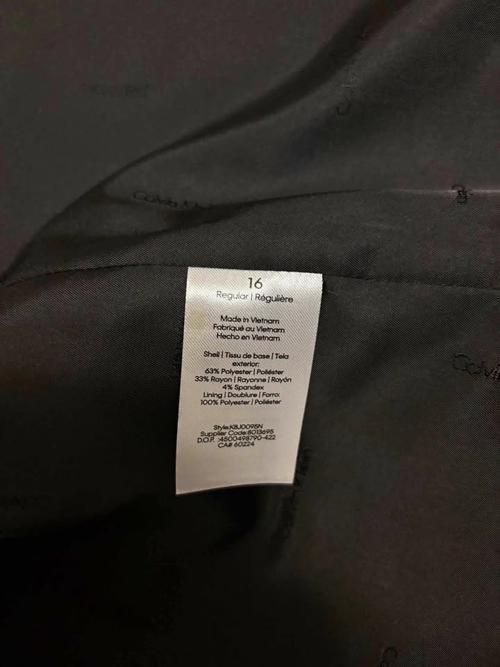 Black Calvin Klein Suit Jacket/Blazer Size 16