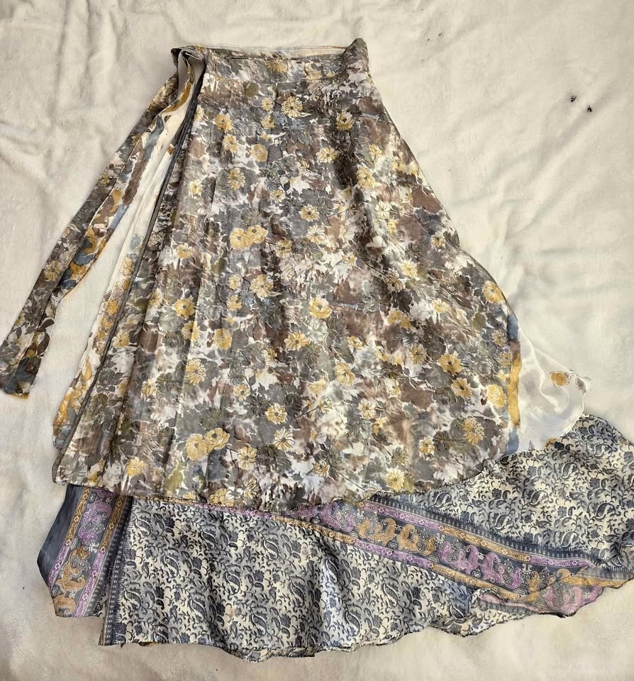 Reversible Silk Wrap Skirt, O/S