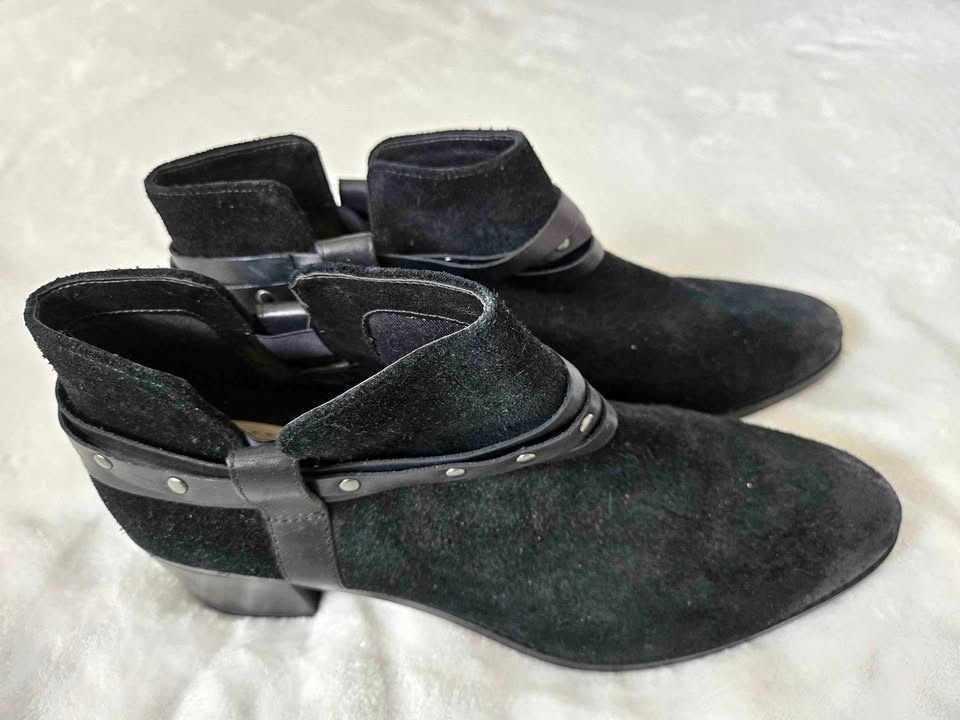 Clarks Black Suede Booties, Size 11M