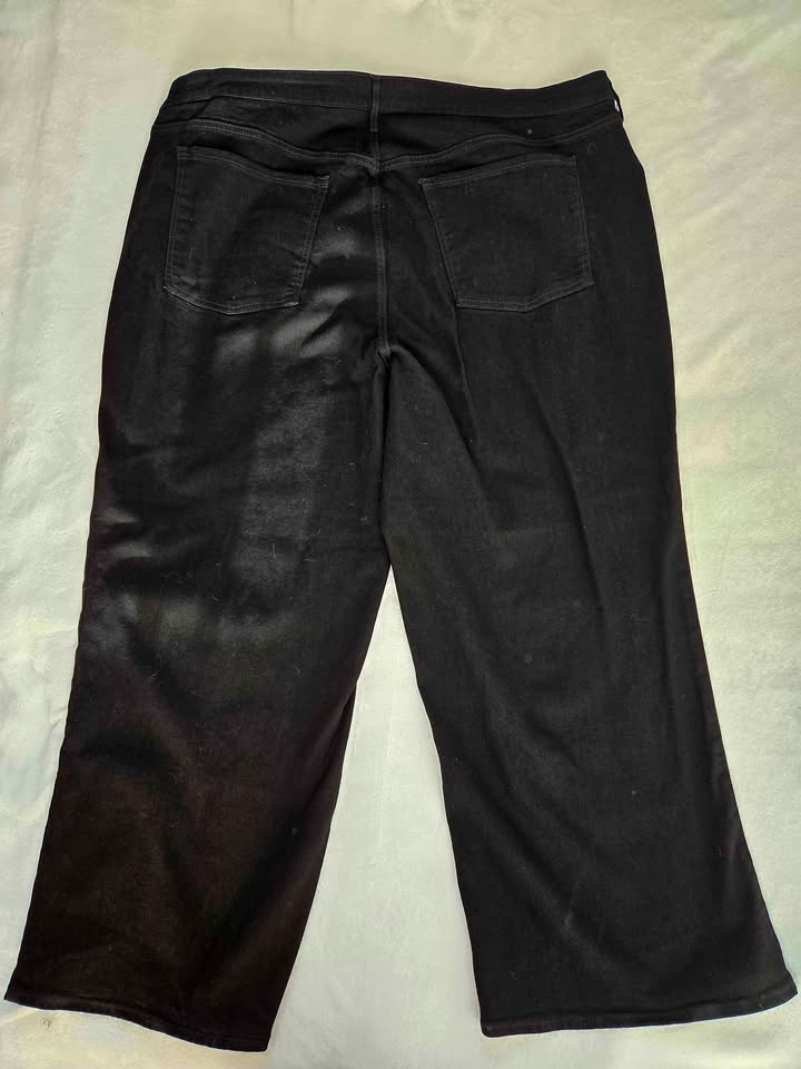 Black Denim High-rise Wide-leg Jeans, Plus size 30 - photo 2