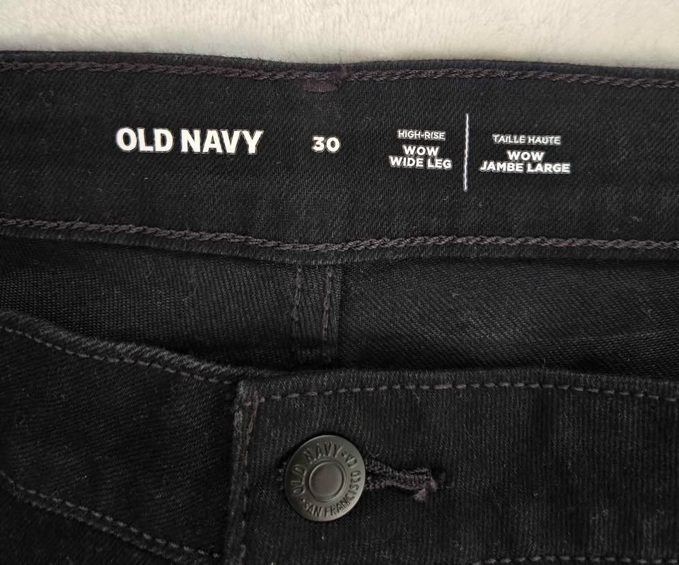 Black Denim High-rise Wide-leg Jeans, Plus size 30 - photo 3