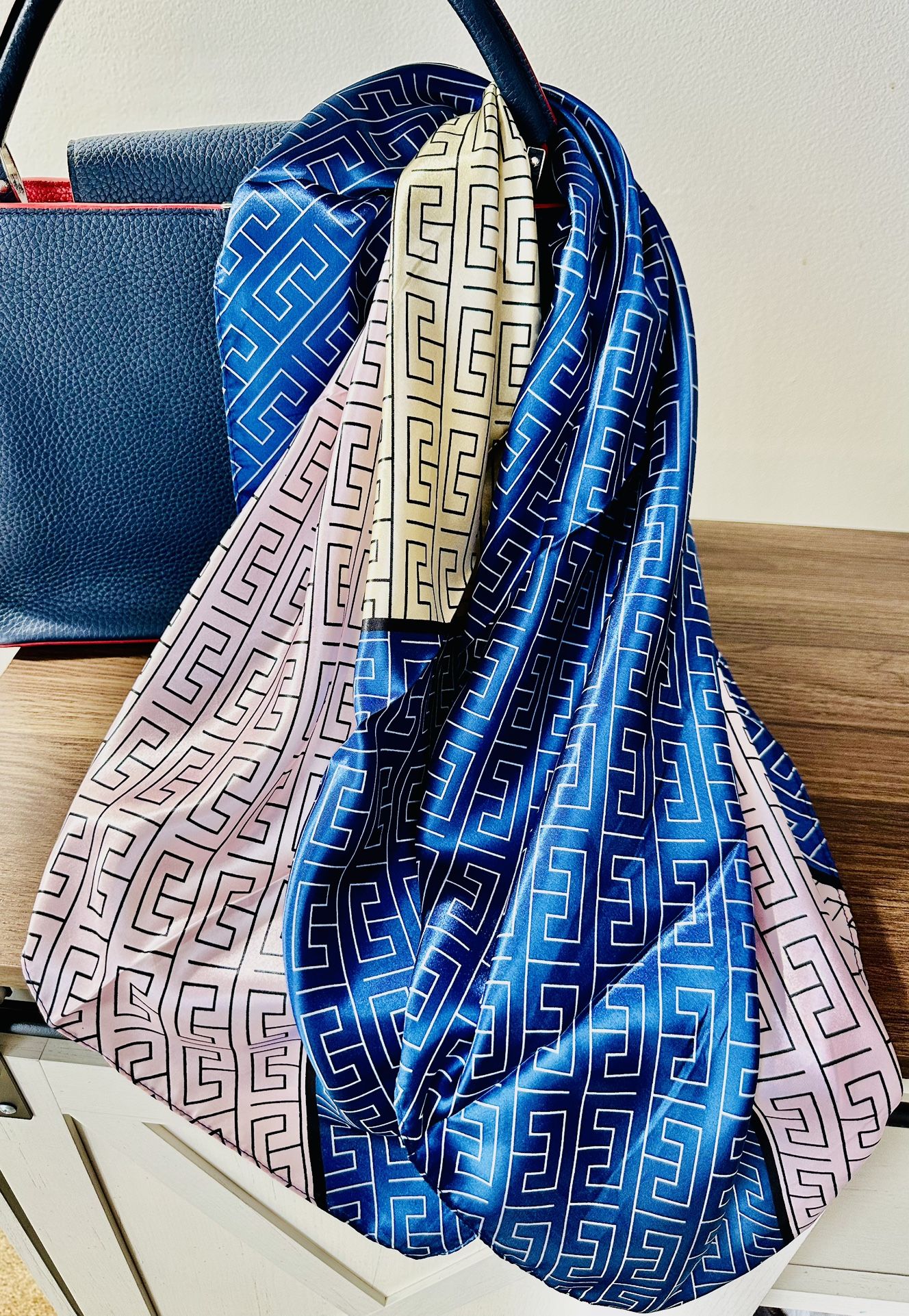 Fancy Luxury Square scarf Blue And Pink