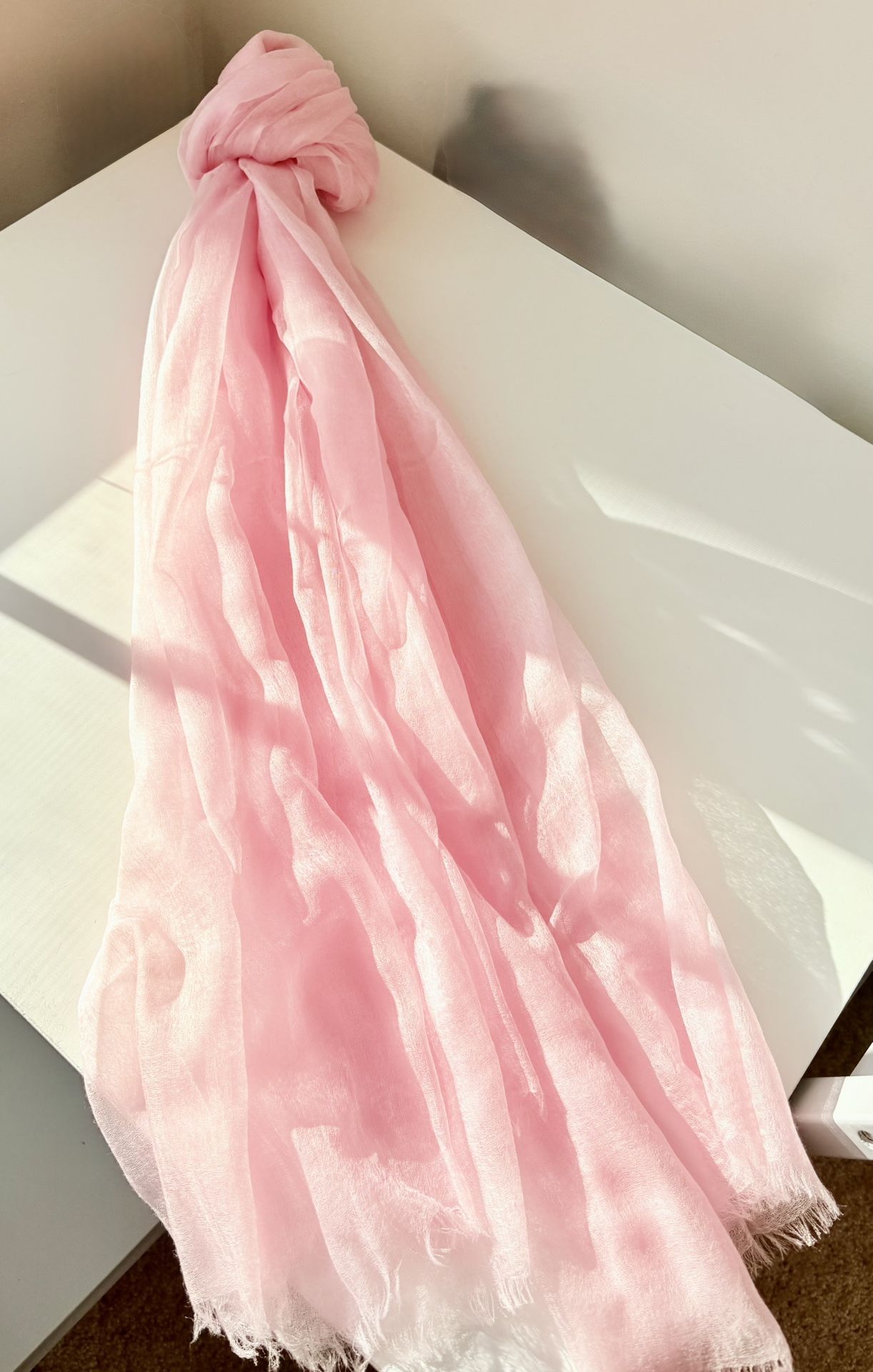 Featherweight 100 % Cashmere Pink Long Shawl Scarf - photo 4