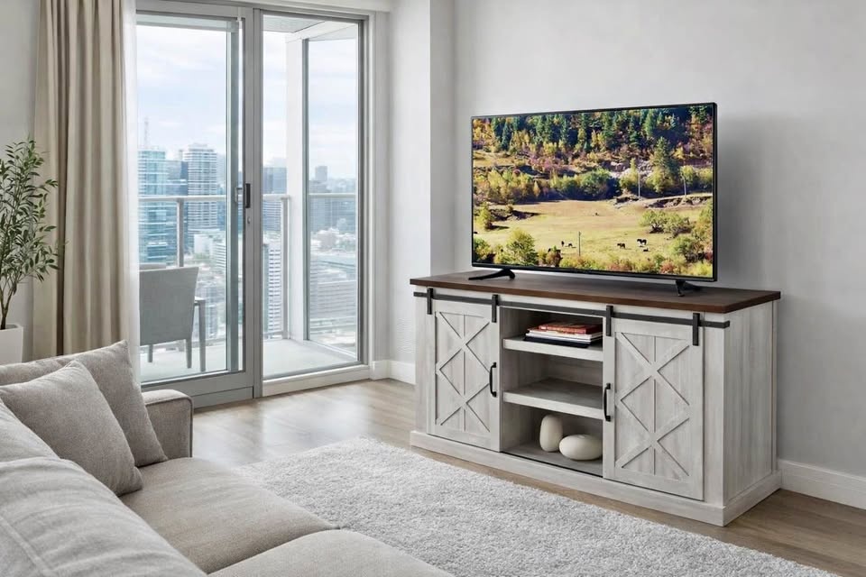 Farmhouse TV Stand / Sideboard / Credenza – Barn Door | Fits TVs