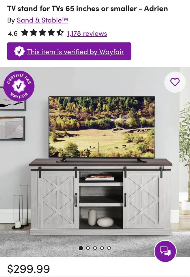 Farmhouse TV Stand / Sideboard / Credenza – Barn Door | Fits TVs - photo 2
