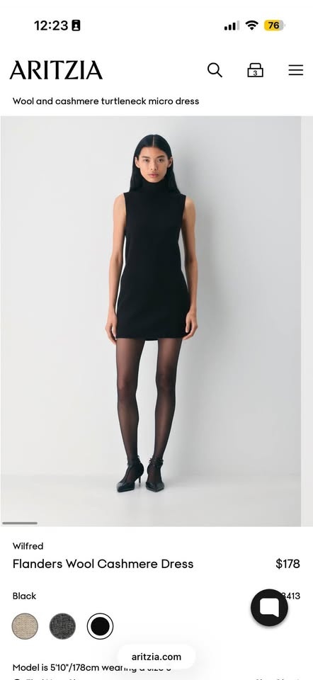 Aritzia Flanders Wool Cashmere Dress Size XS NWT