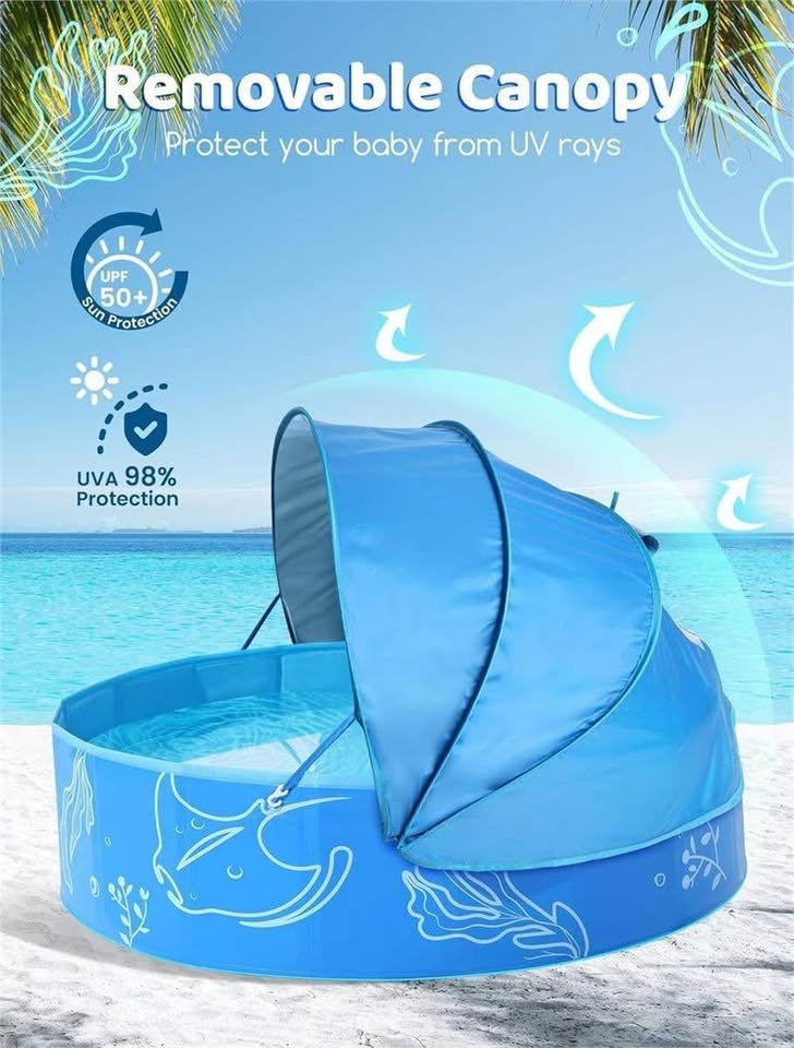 Foldable Kiddie Pool with Canopy: 47in Baby Pool - photo 2