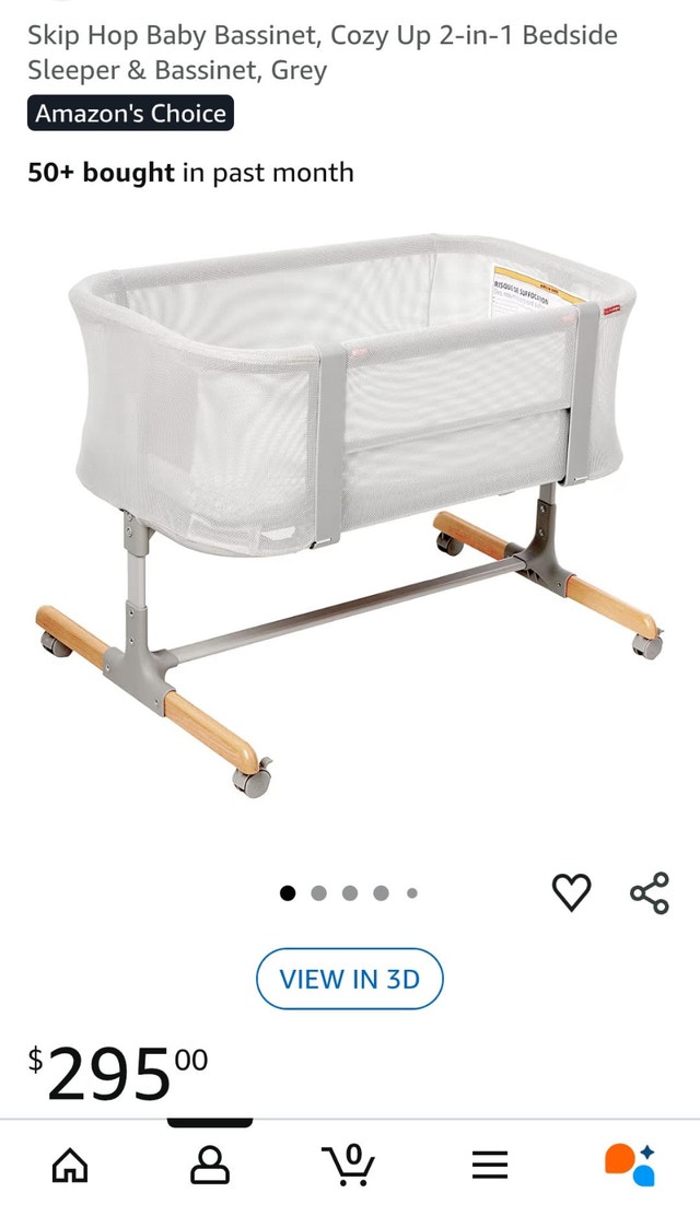 Skip Hop Cozy Up 2-in-1 Bedside Sleeper & Bassinet