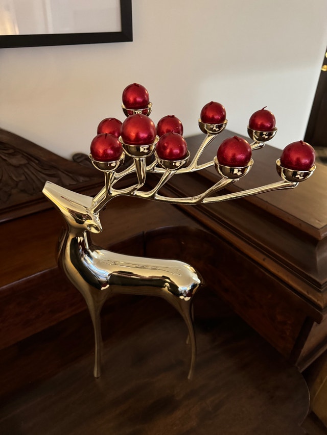 Set of 2 Large Pottery Barn Silver Reindeer Candle Holders - photo 3