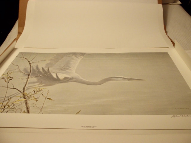 Robert Batement signed numbered print Great Blue Heron - photo 2