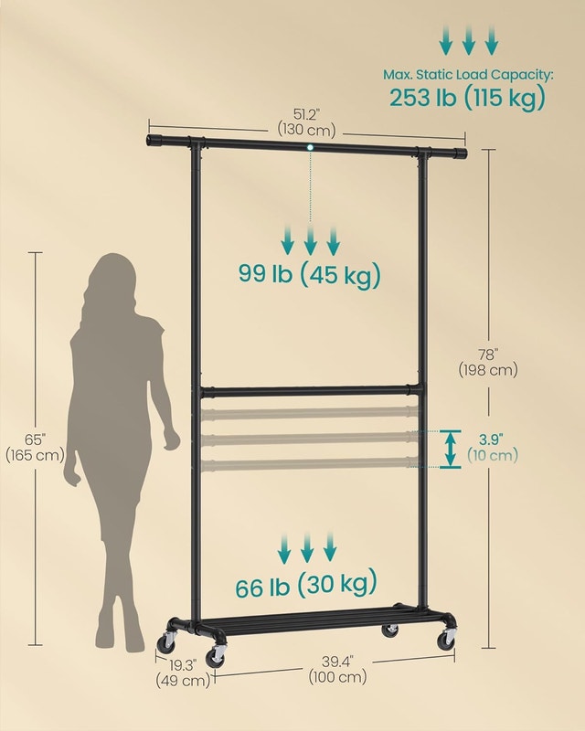 Large Garment Rack 50” w x  78" h, heavy weight 160lb capacity - photo 3