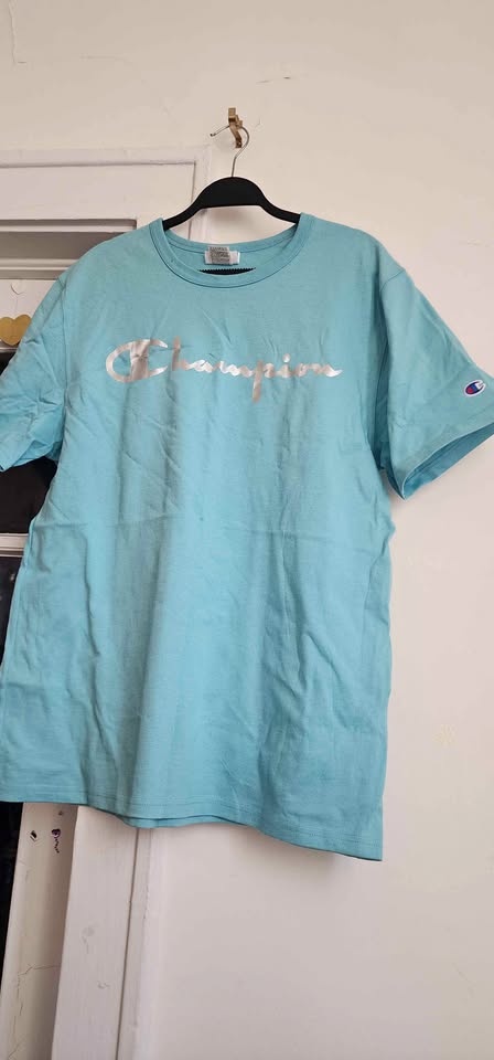 Men's Champion foil heritage Aqua Short Sleeve Tee
