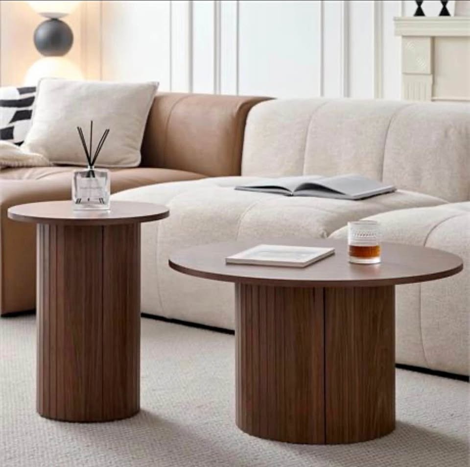 Modern Walnut Nesting Coffee Tables (Set of 2) | Brand New