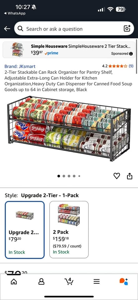 2-Tier Stackable Can Rack Organizer