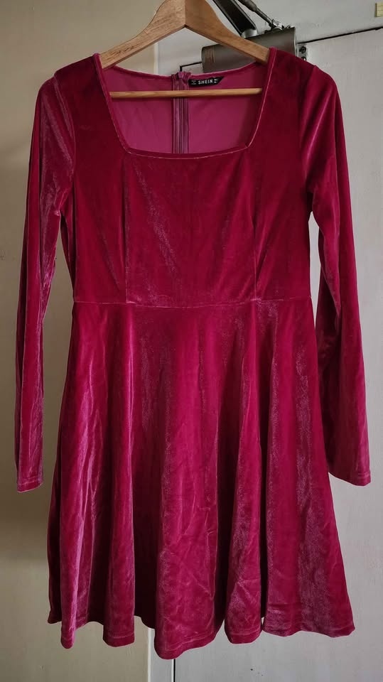 Beautiful Fuchsia Pink Velvet Mini Dress * Barbie * Party * NEW - photo 2