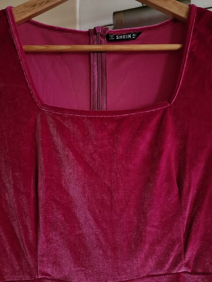 Beautiful Fuchsia Pink Velvet Mini Dress * Barbie * Party * NEW - photo 4