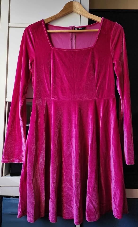 Beautiful Fuchsia Pink Velvet Mini Dress * Barbie * Party * NEW - photo 5