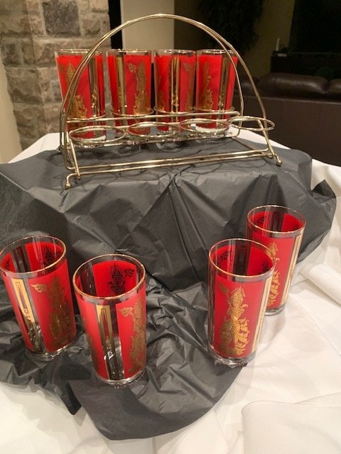 Glasses Culver Vintage " Thai Goddess" Set of 8 MCM - photo 5