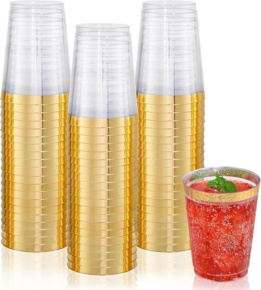 DaYammi 200 Pack Gold Plastic Cups