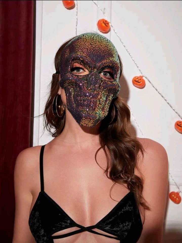Holographic Multicolor Sequin Skull Mask * Party * Decor * NEW - photo 2