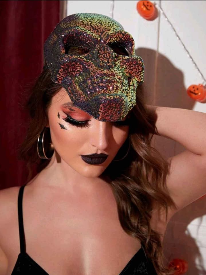 Holographic Multicolor Sequin Skull Mask * Party * Decor * NEW - photo 3