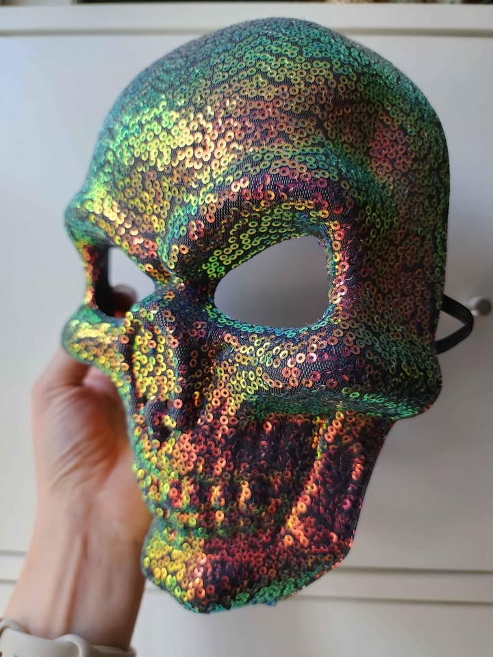 Holographic Multicolor Sequin Skull Mask * Party * Decor * NEW - photo 5