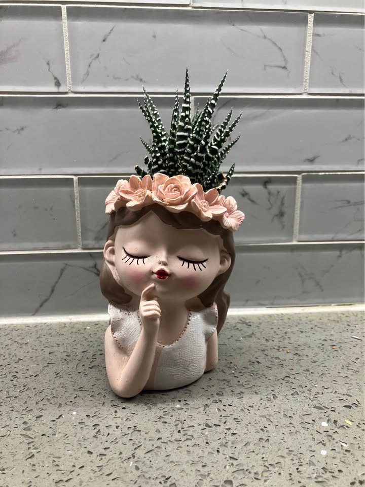 Cute Succulent in 4.5 inch pot of Decorative Girl Planter 🌵 - photo 2
