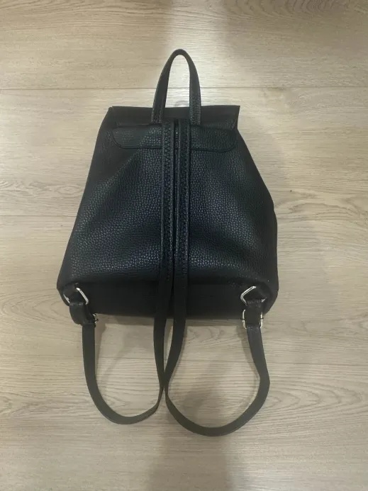 La Diva Black Pebbled Leather Drawstring Backpack - photo 2