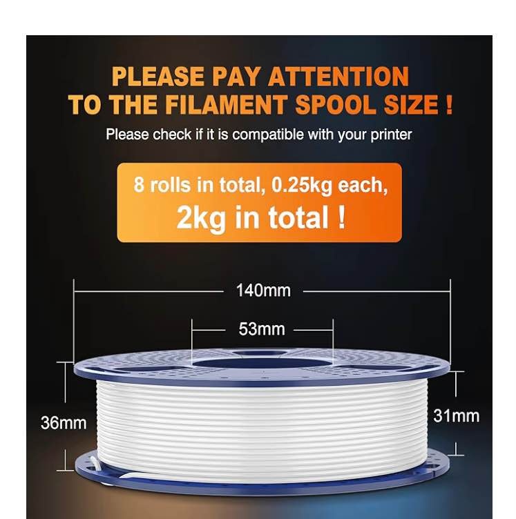 3D Printer Filament Bundle Multicolor, Vacuum Packed, 2kg - photo 2