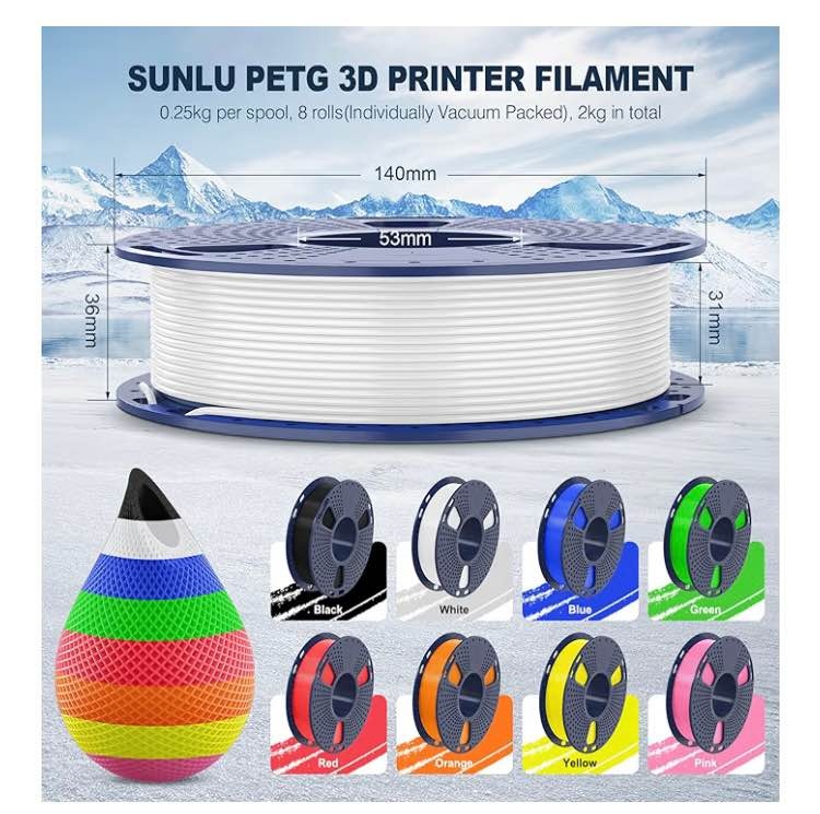 3D Printer Filament Bundle Multicolor, Vacuum Packed, 2kg - photo 5
