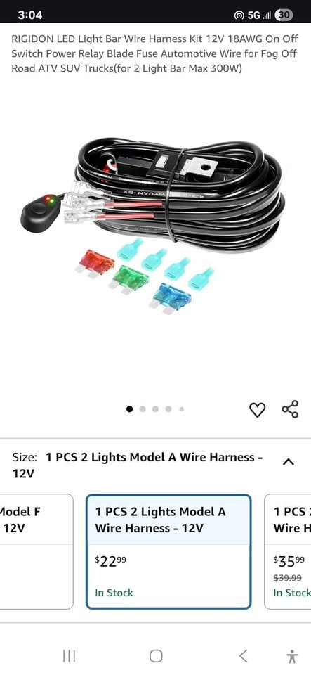 LED Light Bar Wire Harness Kit 12V 18AWG - photo 3