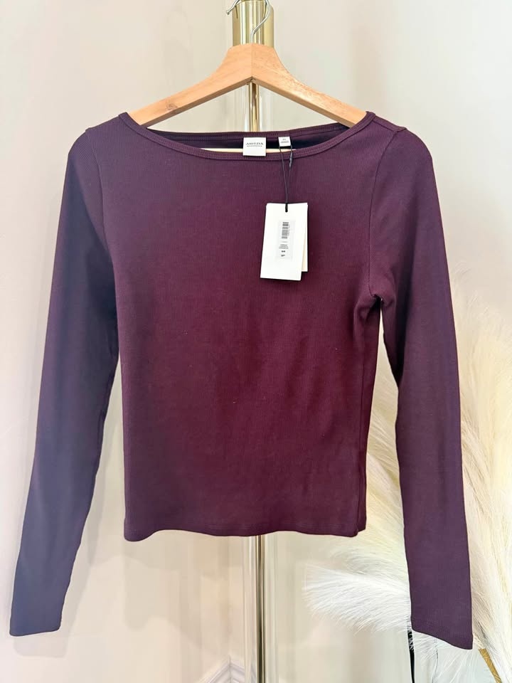Aritzia HomeStretch™ Rib Airwave Boatneck Longsleeve Size M NWT