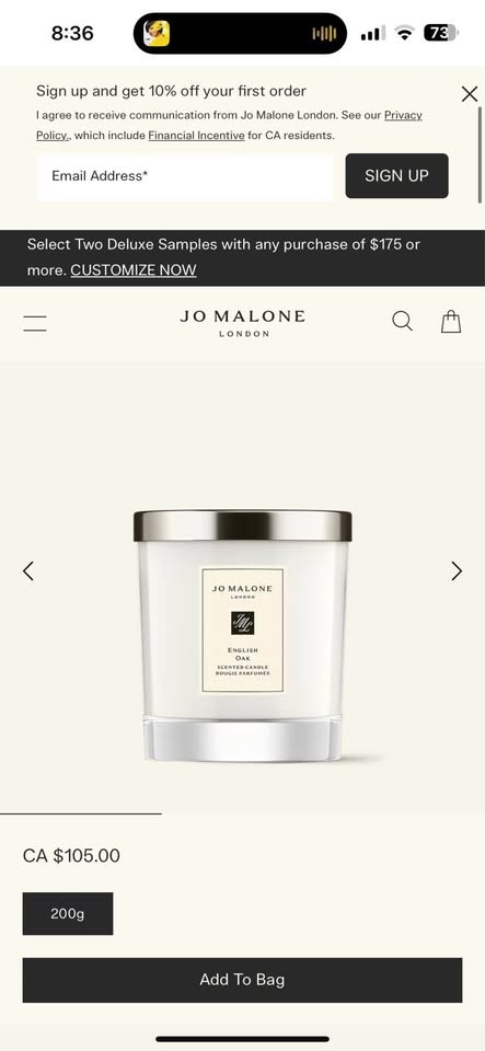 Jomalone English oak candle 200g - photo 2