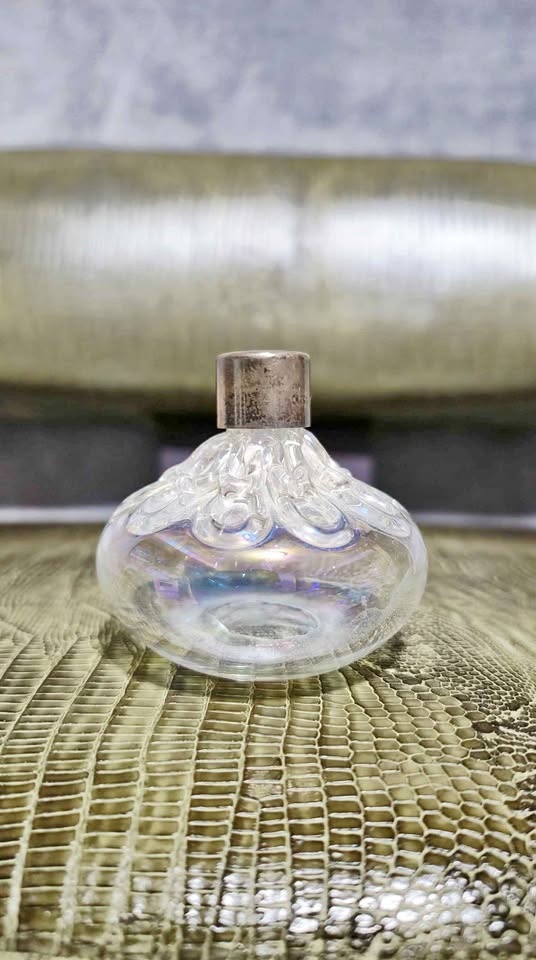Rare Sterling Top Iridescent Glass Perfume Bottle $300
