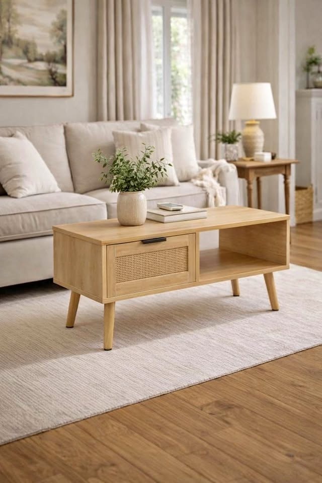 Wood coffee table - Mid century modern - Brand new in box