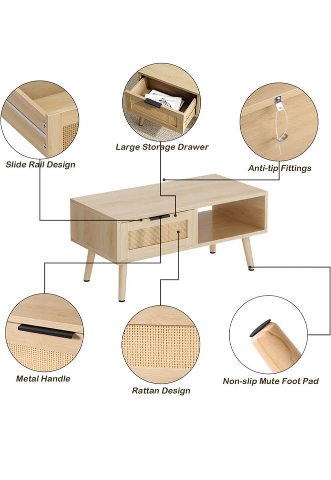 Wood coffee table - Mid century modern - Brand new in box - photo 3