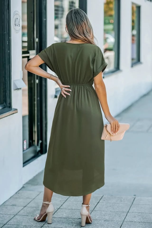 *NEW* CUPSHE Short Sleeve Waist Wrap Midi Dress - photo 2