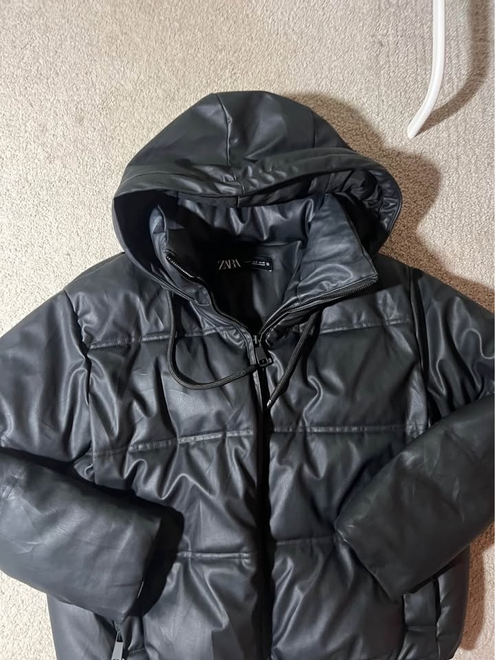 ZARA black leather puffer - photo 2