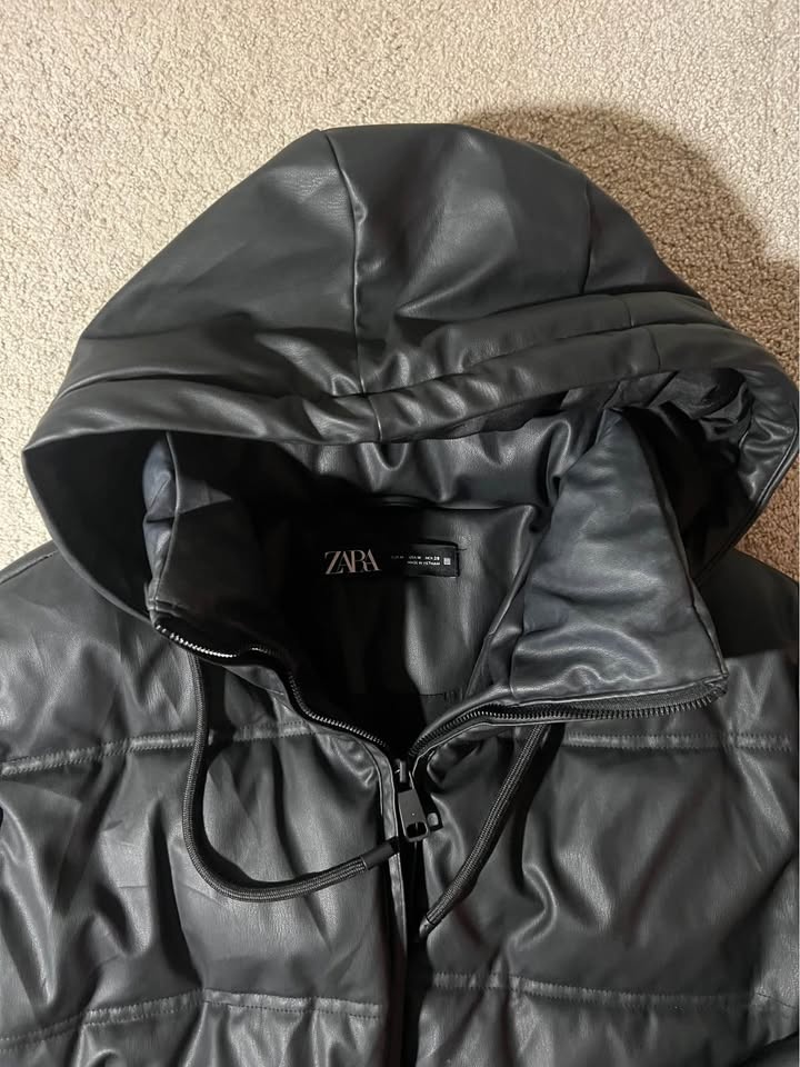 ZARA black leather puffer - photo 3