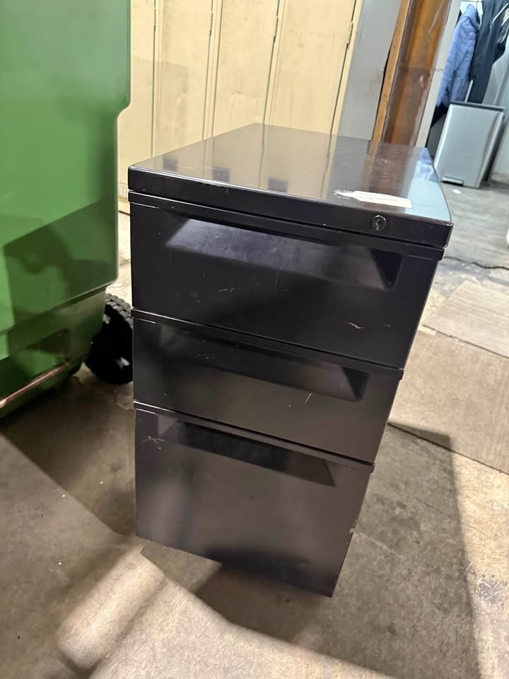 3 Drawer Mobile File Cabinet – Metal – Black